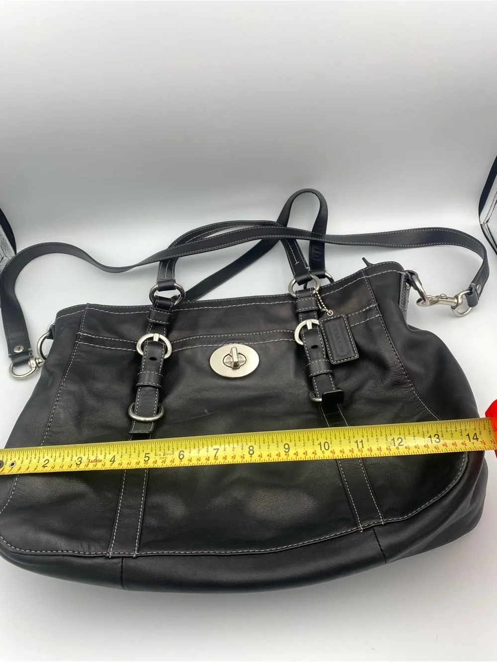 Coach Black Leather Bag with Silver Hardware